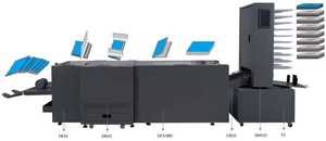 SR410|SR412 Automatic Stitching System for High-Volume Booklet Production | One-step of Collating Stitching And Folding 3-side Trimming into Booklets | Modular Stitching Line