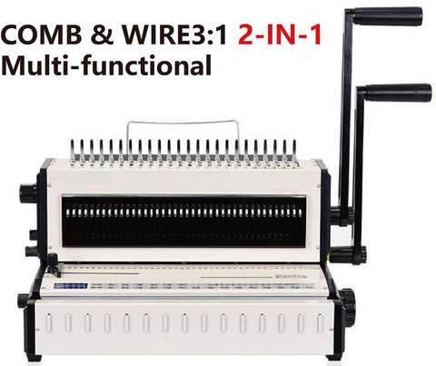 CW2016 2-in-1 Comb & Wire Binding Machine for F4, A4, B5, Letter & A5 Documents